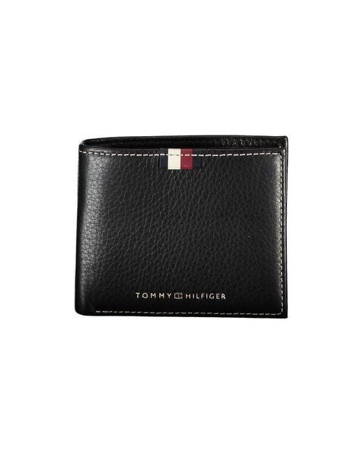 Tommy Hilfiger Black Elegant Leather Wallet With Contrast Stitching for men