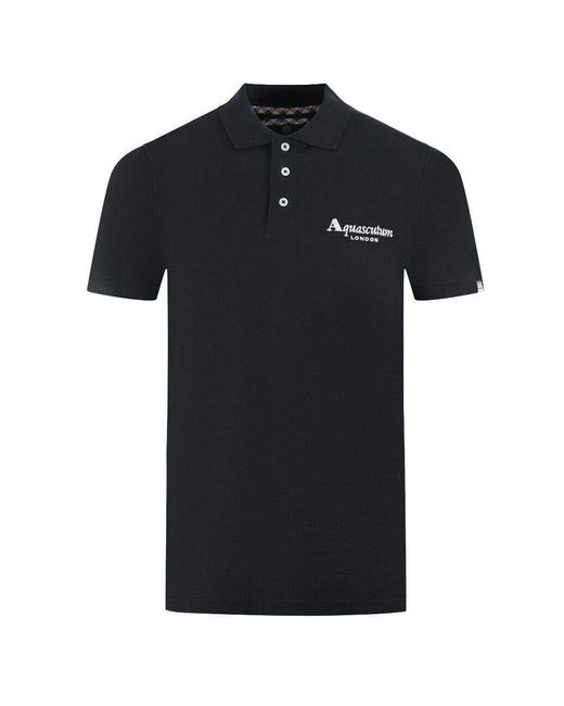 Aquascutum Black Cotton Polo Shirt for men