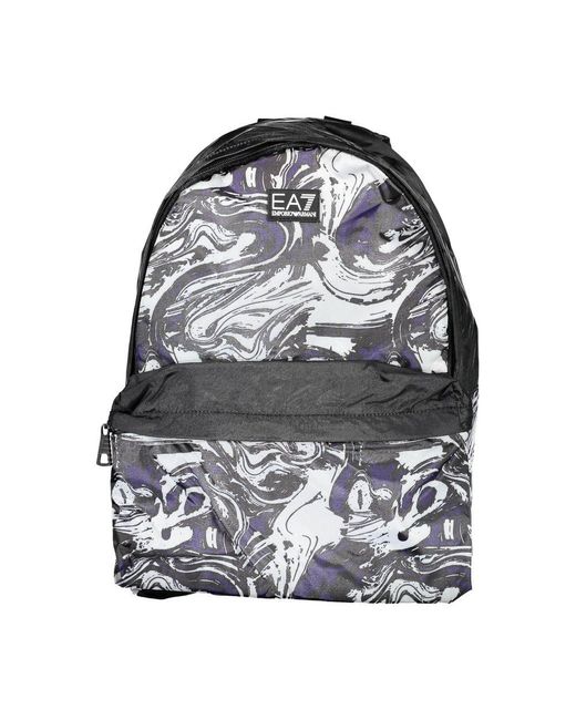 Emporio Armani Gray Black Polyamide Backpack for men