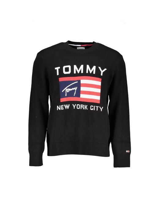 Tommy Hilfiger Black Sleek Organic Cotton Crew Neck Sweater for men