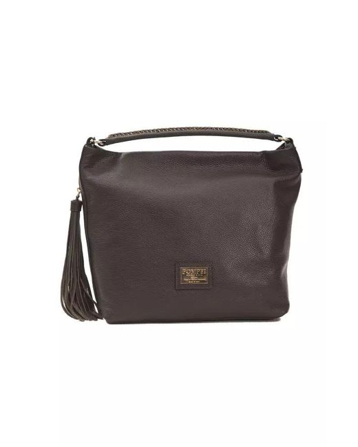 Pompei Donatella Multicolor Brown Leather Shoulder Bag