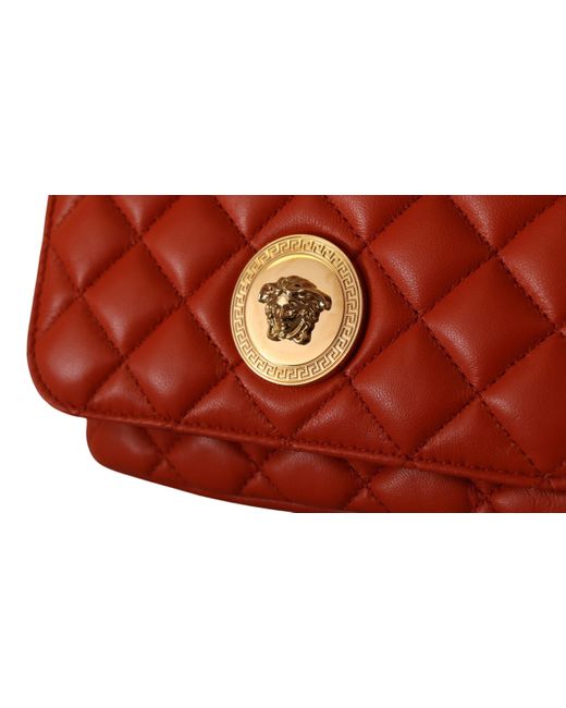 Versace Red Nappa Leather Medusa Round Crossbody Bag