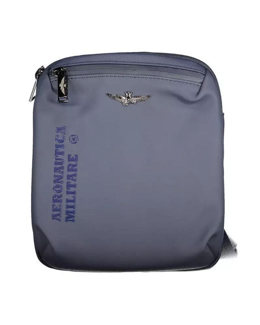 Aeronautica Militare Blue Sleek Shoulder Bag With Contrasting Details for men