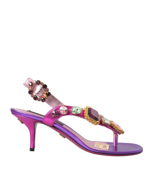 Dolce & Gabbana Pink Crystals Slingback Sandals Shoes
