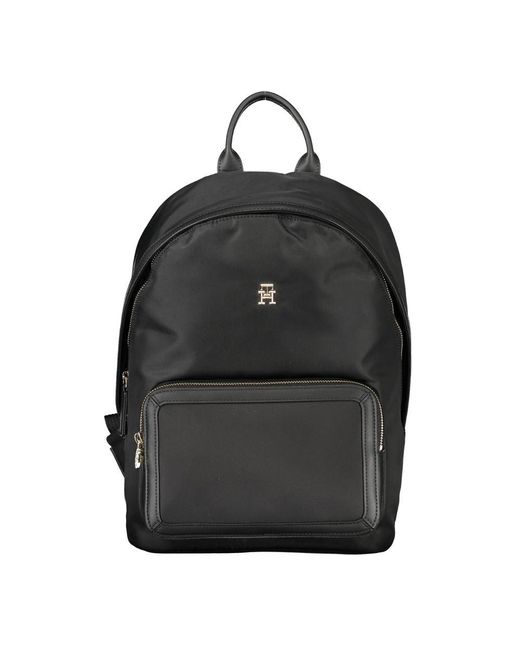 Tommy Hilfiger Black Chic Designer Backpack With Logo Detail
