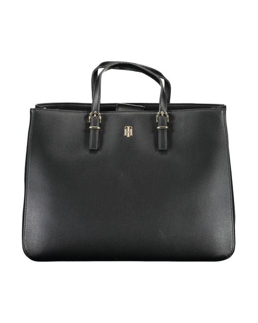 Tommy Hilfiger Elegant Black Contrast Detail Handbag
