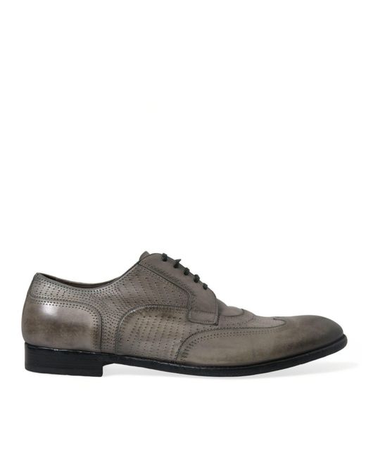Dolce & Gabbana Brown Leather Lace Up Formal Derby Dress Shoes for men