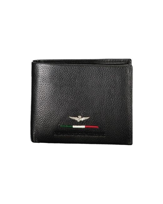 Aeronautica Militare Black Leather Wallet for men