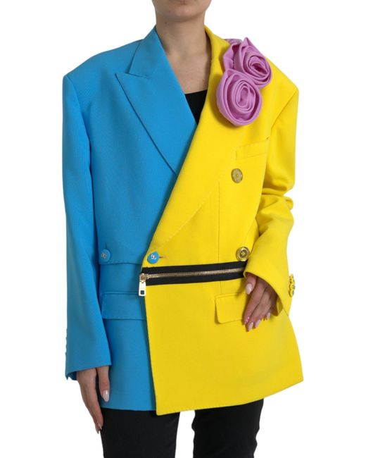 Dolce & Gabbana Yellow Patchwork Trench Coat Jacket