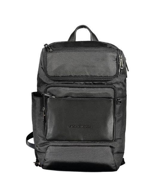 Piquadro Black Eco-Conscious Chic Urban Backpack for men