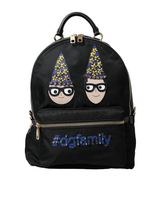 Dolce & Gabbana Black Nylon #dgfamily Backpack Vulcano Bag