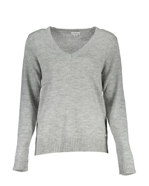 U.S. POLO ASSN. Gray Elegant Long-Sleeved V-Neck Sweater