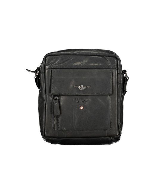 Aeronautica Militare Black Elevated Elegance Shoulder Bag for men