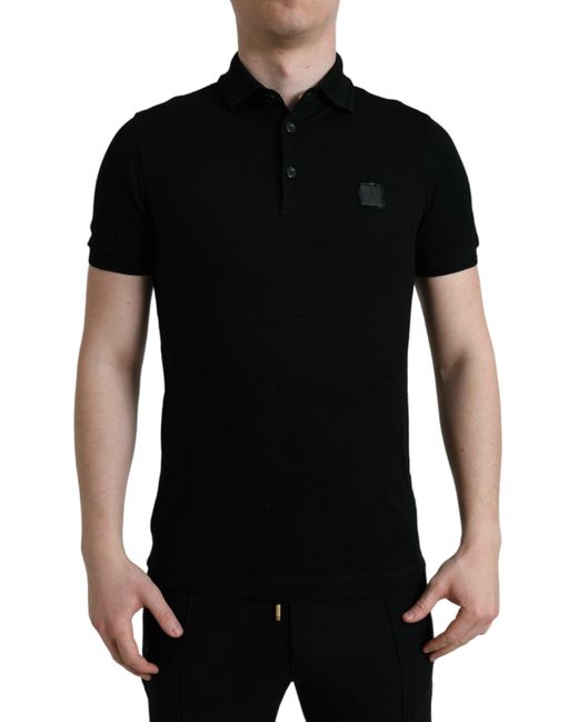 Dolce & Gabbana Black Elegant Cotton Polo Shirt for men