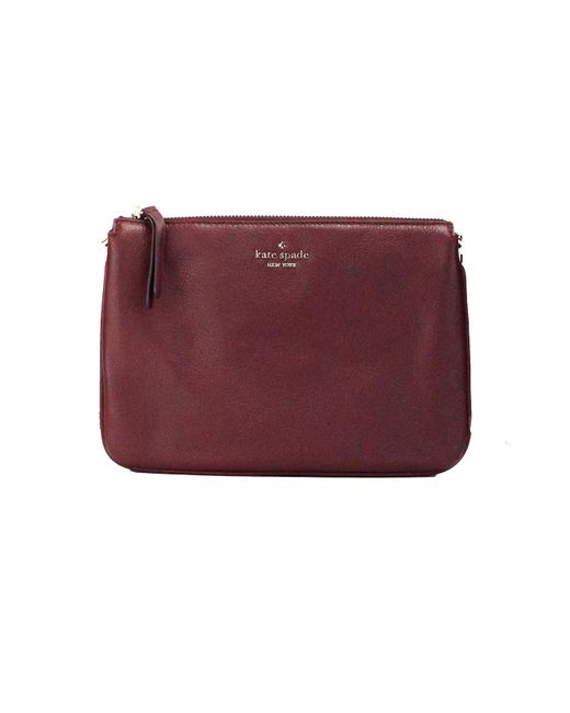 Kate Spade Red Jackson Cherrywood Leather Triple Gusset Crossbody Handbag Purse