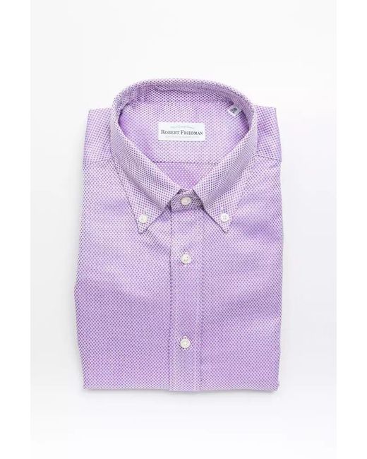 Robert Friedman Purple Elegant Cotton Button Down Men's Shirt for men