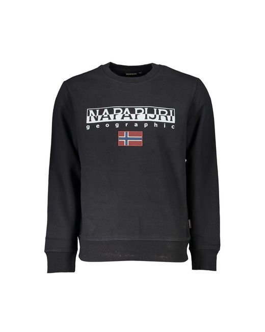 Napapijri Black Elegant Crew Neck Fleece Sweatshirt for men