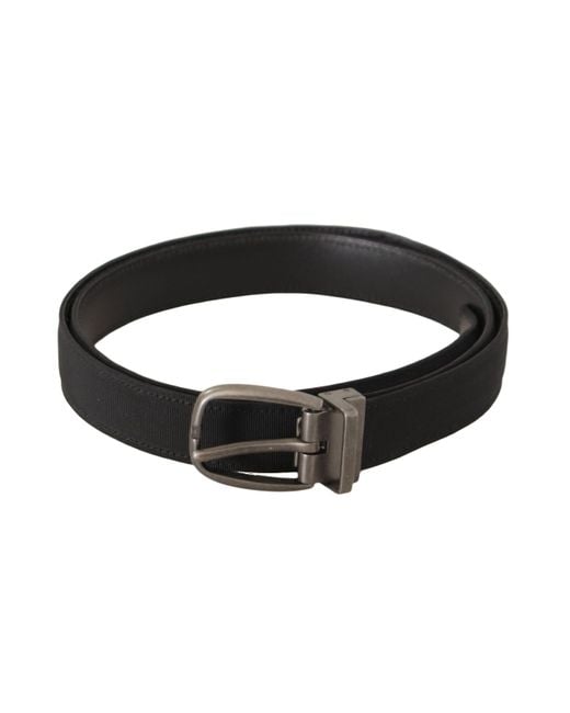 Dolce & Gabbana Black Suede Leather Silver Metal Buckle Belt for men