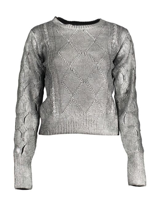 Desigual Gray Chic Tone Contrast Detail Sweater
