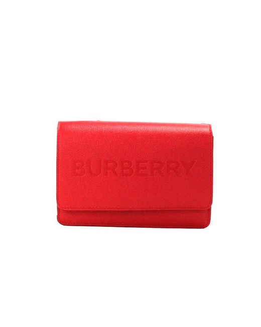 Burberry Red Hampshire Small Embossed Logo Smooth Leather Crossbody Bag