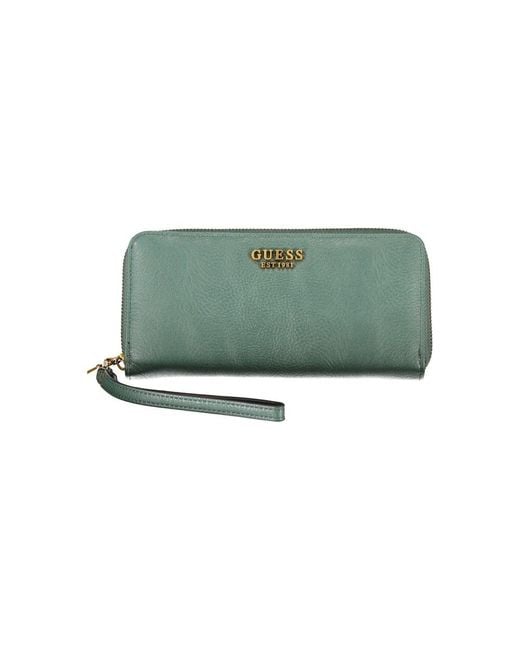 Guess Green Chic Polyethylene Wallet With Multiple Compartments