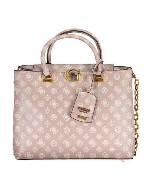 Guess Pink Chic Two-Handle Guess Handbag With Chain Strap