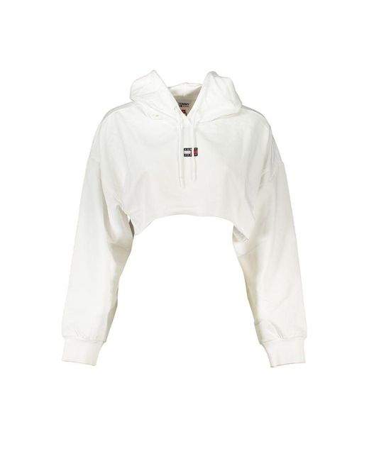 Tommy Hilfiger White Chic Hooded Sweatshirt With Logo Detail