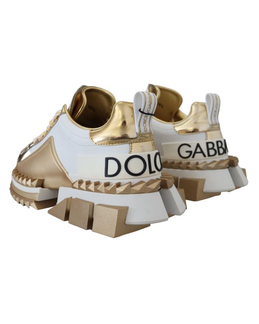Dolce & Gabbana White Gold Super Queen Sneakers Shoes | Lyst