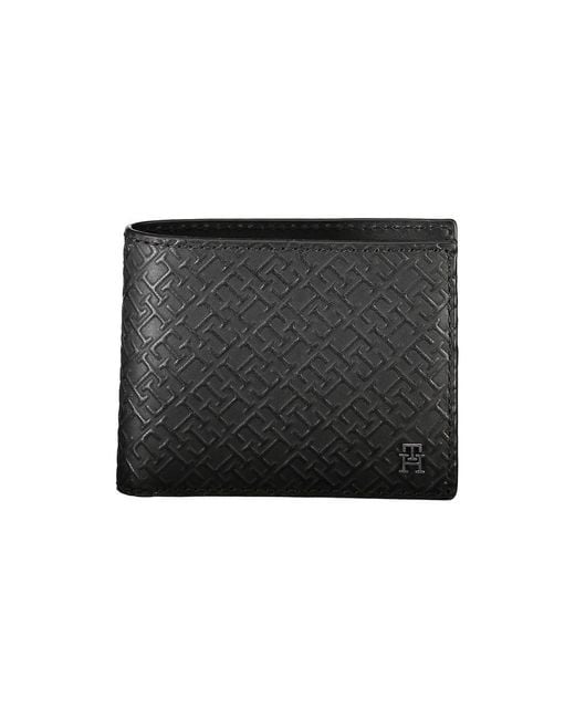 Tommy Hilfiger Black Elegant Leather Double Card Wallet With Contrast Details for men