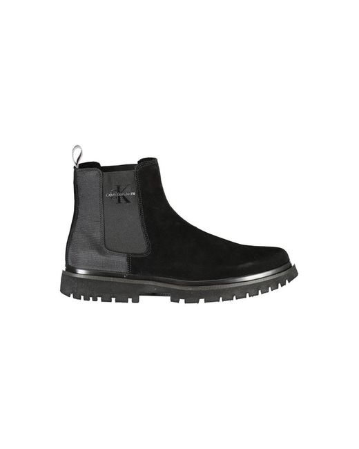 Calvin Klein Black Chic Monochrome Ankle Boots With Logo Detail for men