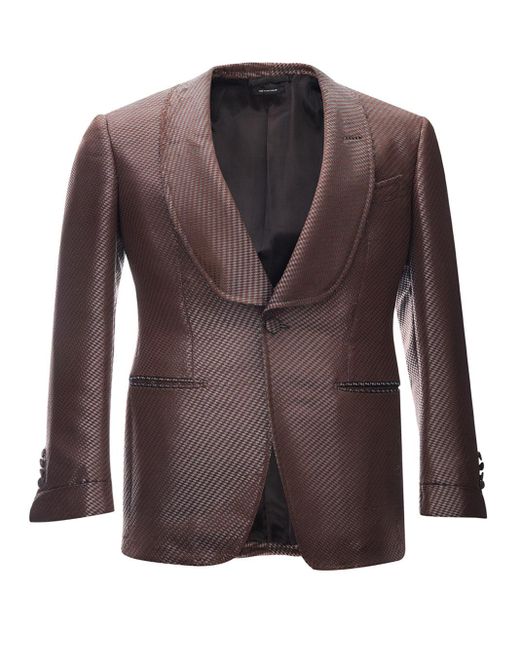 Tom Ford Brown Bronze Silk Smoking Jacket for men