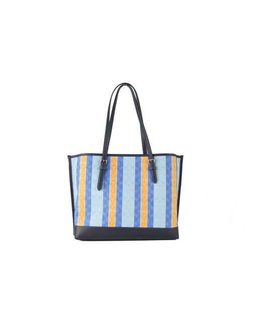 COACH Striped Jacquard Canvas Fabric Mollie Shoulder Tote Handbag One in  Blue | Lyst