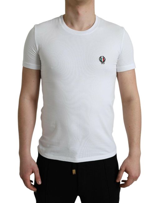 Dolce & Gabbana White Elegant Logo Crest Tee for men