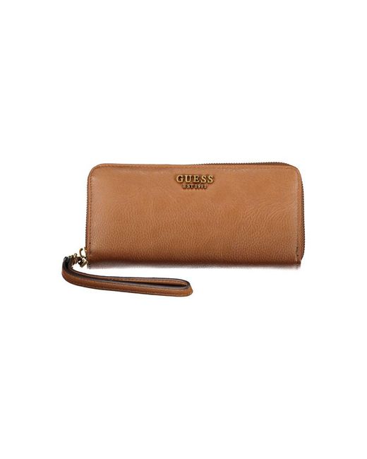 Guess Brown Elegant Zip Wallet With Multiple Compartments