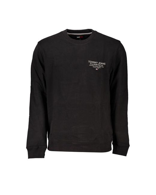 Tommy Hilfiger Black Sleek Organic Cotton Crew Neck Sweatshirt for men