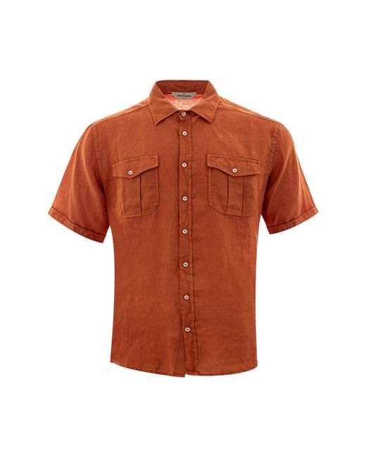 Gran Sasso Orange Linen Shirt for men