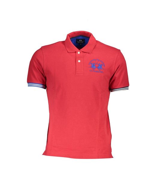 La Martina Red Cotton Polo Shirt for men