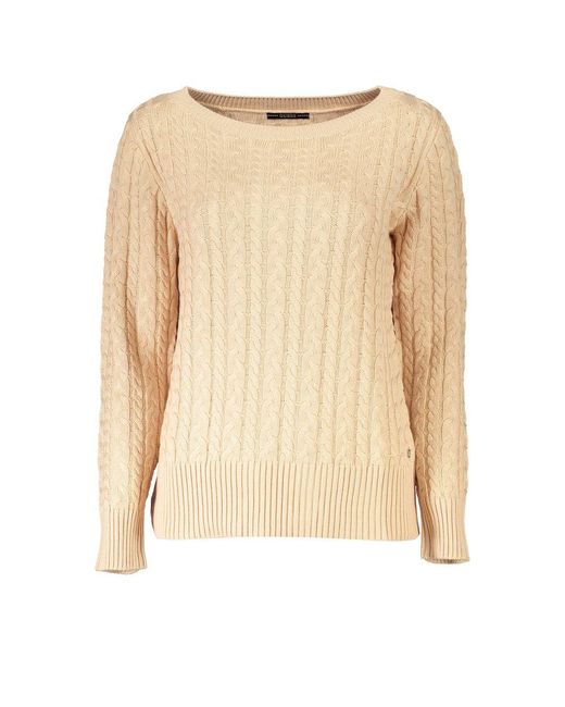 Guess Cotton Sweater in Natural | Lyst
