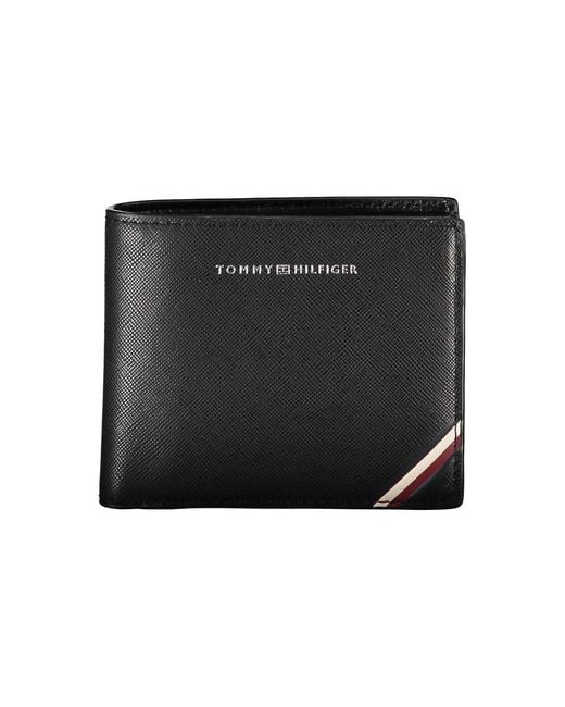 Tommy Hilfiger Black Elegant Leather Wallet With Contrast Details for men