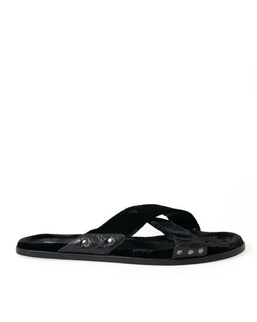 Dolce & Gabbana Black Elegant Cross Strap Slide Sandals for men
