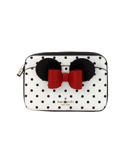 Kate Spade Black Disney Minnie Mouse Polka Dot Printed Pvc Crossbody Camera Bag