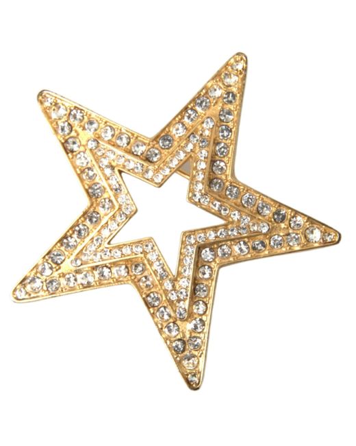 Dolce & Gabbana Metallic Gold Tone Brass Star Crystal Embellished Accessory Pin