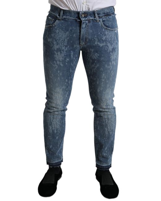 Dolce & Gabbana Blue Washed Skinny Cotton Stretch Denim Jeans for men