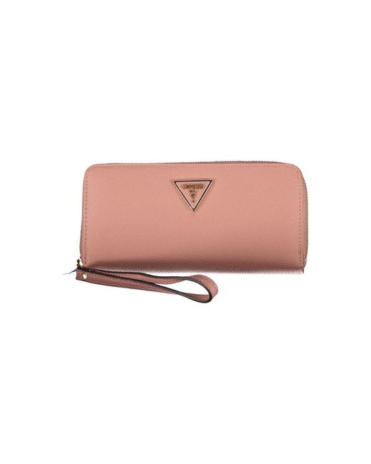 Guess Pink Elegant Polyethylene Wallet With Logo