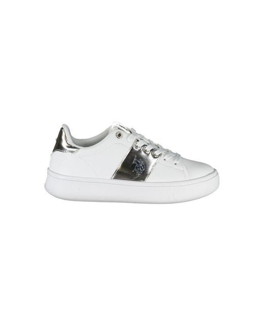 U.S. POLO ASSN. Metallic White Polyester Sneaker