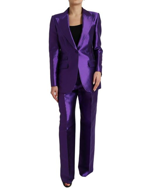 Dolce & Gabbana Purple Silk Slim Fit Formal 2 Piece Suit