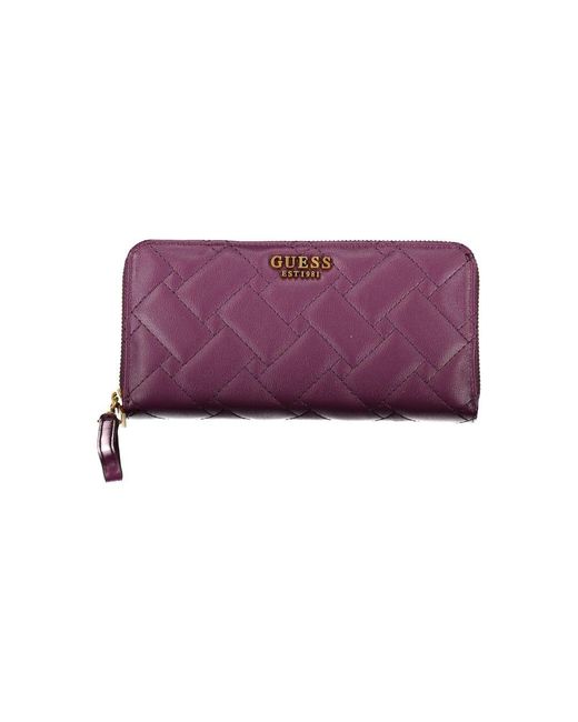 Guess Purple Elegant Zip Wallet With Multiple Compartments