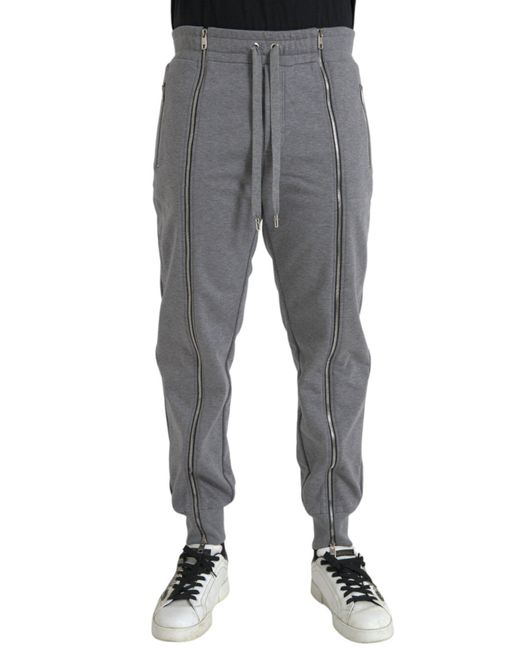 Dolce & Gabbana Gray Cotton Jogger Skinny Sweatpants Pants for men