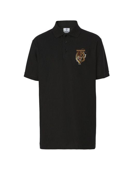 Burberry Black Elegant Cotton Polo Shirt With Chest Patch for men
