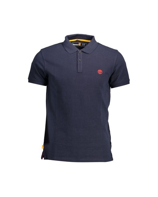 Timberland Blue Elegant Slim Fit Cotton Polo With Embroidery for men